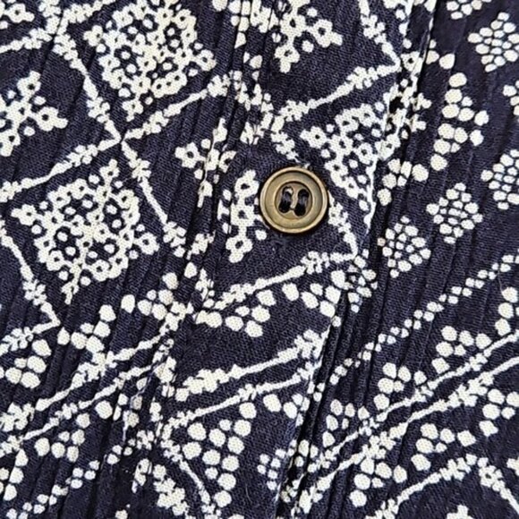 Kate and Sam Midi Dress Navy White Button Up Elastic Waist  Size Medium EUC LN - Picture 3 of 16